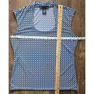 Grace Elements U-Neck Sleeveless Blouse Top w- Geometric Print, M